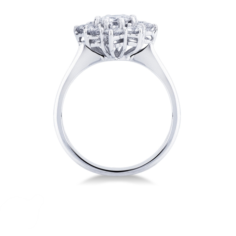 Bague contour fleur classique en or blanc 18 ct diamant Bague contour fleur classique en or blanc 18 ct diamant