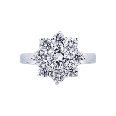Bague contour fleur classique en or blanc 18 ct diamant