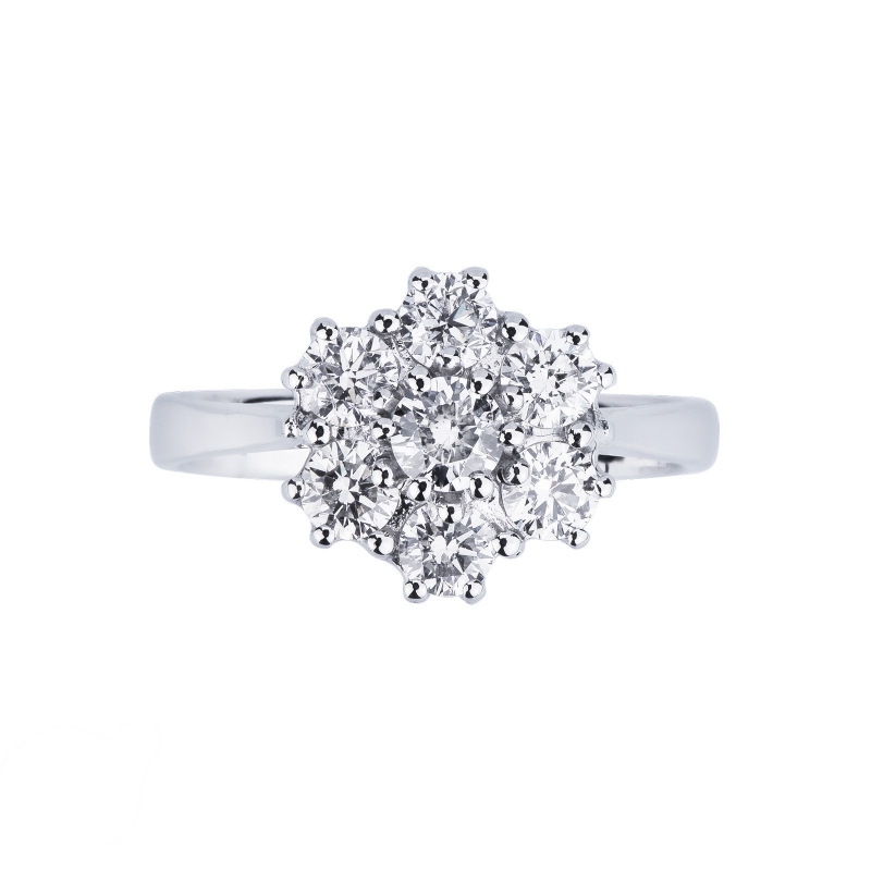 Bague halo en or blanc 18k avec diamant 0,20 ct