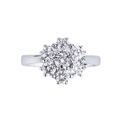Bague halo en or blanc 18k avec diamant 0,20 ct