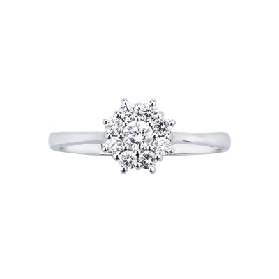  Bague halo en forme de fleur avec diamant