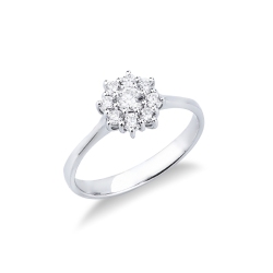 Bague halo en forme de fleur avec diamant