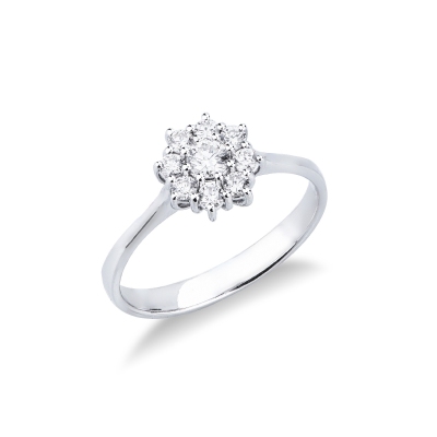  Bague halo en forme de fleur avec diamant