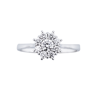 Bague halo en forme de fleur CT0.20