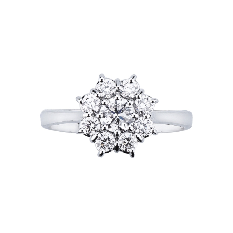 Bague halo en forme de fleur avec diamant centra CT0.40 Bague halo en forme de fleur avec diamant centra CT0.40