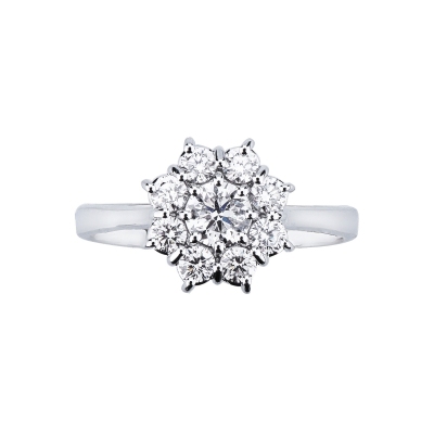 Bague halo en forme de fleur avec diamant centra CT0.40