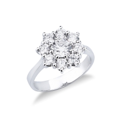Bague à fleur halo avec diamant central CT0.70 or 18k