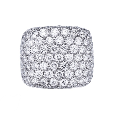 Bague bande en or blanc 18k avec pavé de diamants