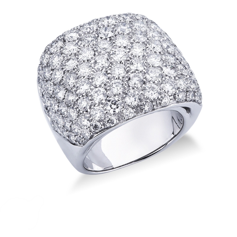 Bague bande en or blanc 18k avec pavé de diamants