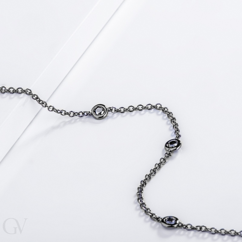 Bracelet pour homme en or bruni 18k avec 5 diamants noirs