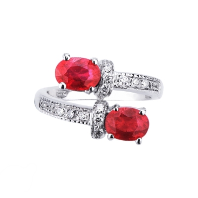 Bague tu y yo contrarié en or blanc 18k rubis taille ovale