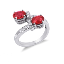 Bague tu y yo contrarié en or blanc 18k rubis taille ovale