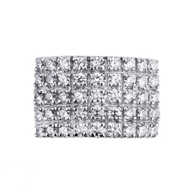 Bague bande cinq rangs en or blanc 18k avec diamants