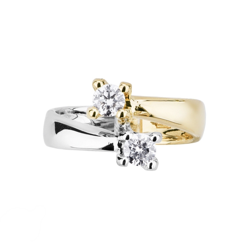 Bague femme Contrarié en Or Blanc et Jaune 18k avec Diamants Bague femme Contrarié en Or Blanc et Jaune 18k avec Diamants