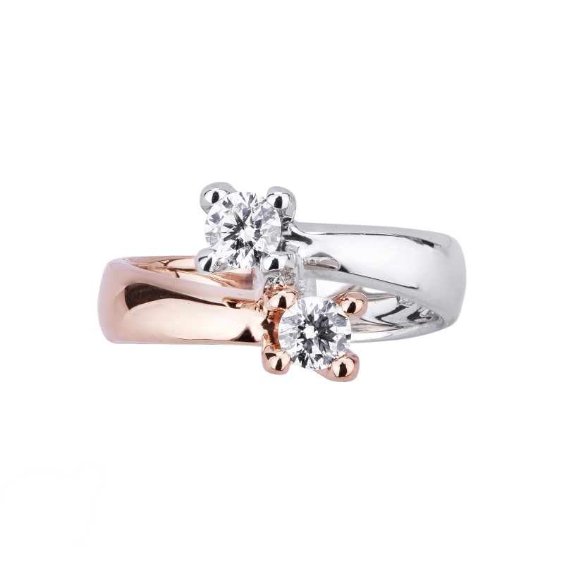 Bague Duo en Or Blanc et Rose 18k avec Diamants Bague Duo en Or Blanc et Rose 18k avec Diamants