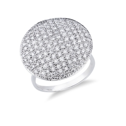 Bague ronde pavé diamants en or blanc 18 carats