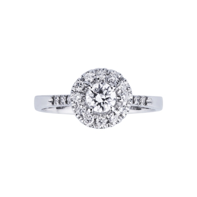 Bague halo en or blanc 18k avec diamants