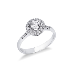 Bague halo en or blanc 18k avec diamants