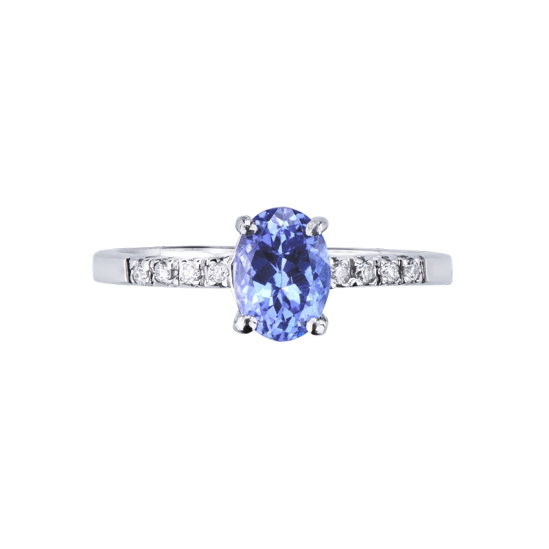 Bague en or blanc 18k avec une tanzanite et diamants