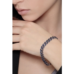 Bracelet gourmette en or blanc 18K avec saphirs bleus 2