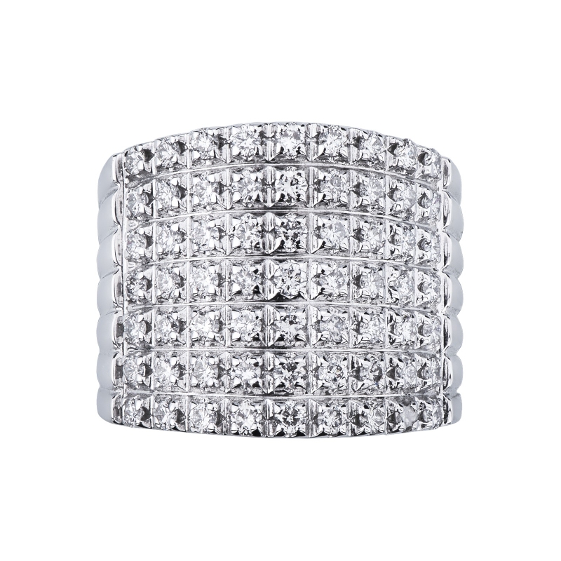 Bague sept rangs or blanc 18k avec diamants Bague sept rangs or blanc 18k avec diamants