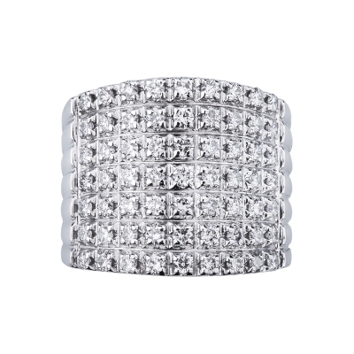Bague sept rangs or blanc 18k avec diamants