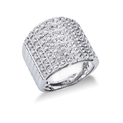 Bague sept rangs or blanc 18k avec diamants