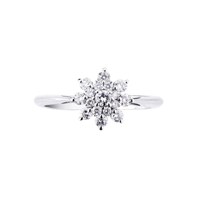 Bague fleur en or blanc 18k diamants 