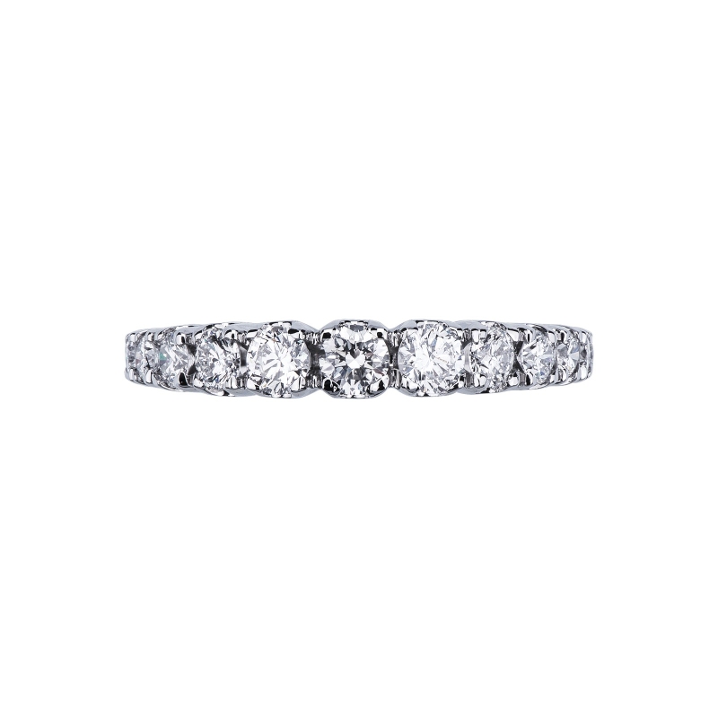  Bague demi alliance en or blanc 18k avec diamant tot ct 0.90