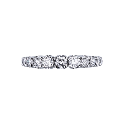  Bague demi alliance en or blanc 18k avec diamant tot ct 0.90