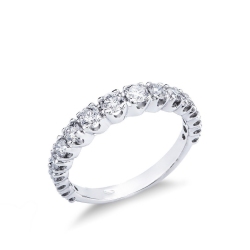 Bague demi alliance en or blanc 18k avec diamant tot ct 0.90