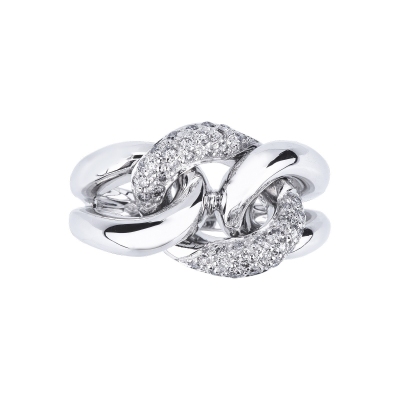 Bague gourmette en or blanc 18k avec diamants