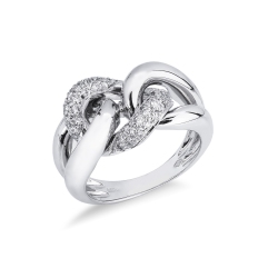 Bague gourmette en or blanc 18k avec diamants