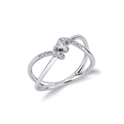 Bague noeud éternel en or blanc 18k avec diamants