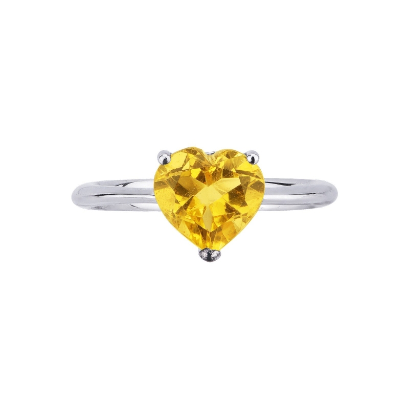 Bague romantique en or blanc 18k avec un citrine Bague romantique en or blanc 18k avec un citrine
