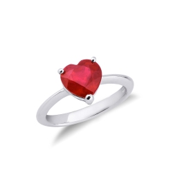Bague romantique en or blanc 18k avec un rubis