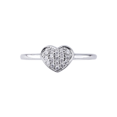 Bague en or blanc 18k ornée de diamants cœur