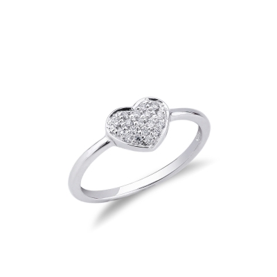 Bague en or blanc 18k ornée de diamants cœur