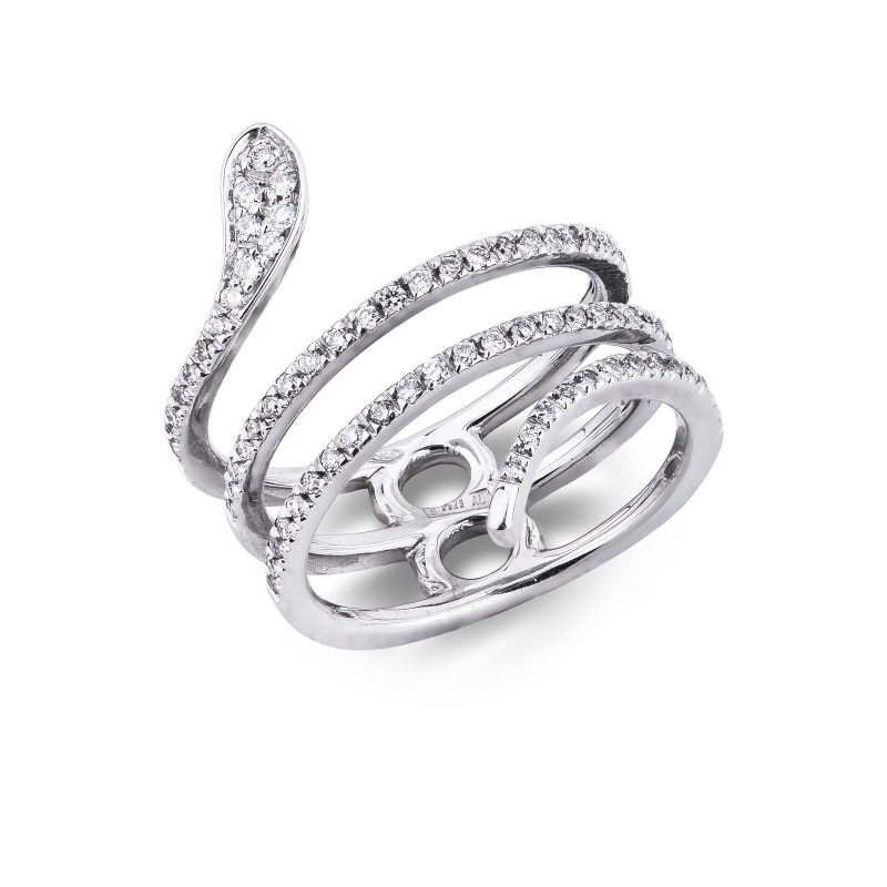 Bague serpent en or blanc 18k avec diamants