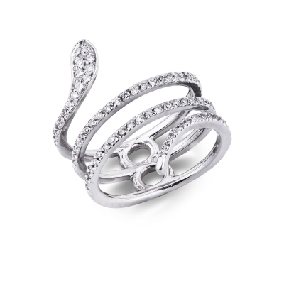 Bague serpent en or blanc 18k avec diamants
