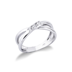 Bague Croix en Or Blanc 18k avec Diamants Trilogy