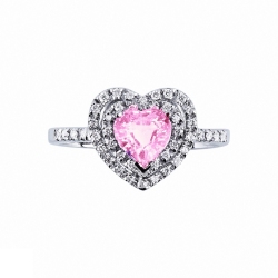 Bague en forme de cœur en or blanc 18k avec un saphir rose  2
