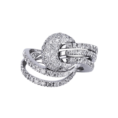 Bague bande en or blanc 18k avec des diamant 