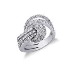 Bague bande en or blanc 18k avec des diamant