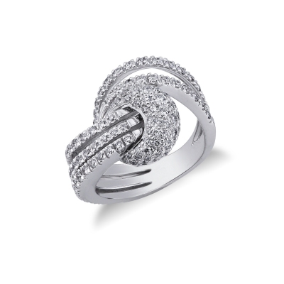 Bague bande en or blanc 18k avec des diamant 