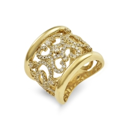 Bague bandeau en or jaune 18k avec diamants