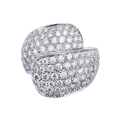 Bague en or blanc 18k avec pavé de diamants
