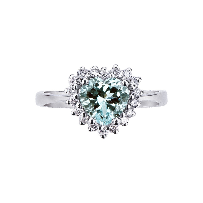 Bague en or blanc 18 carats avec une aquamarine