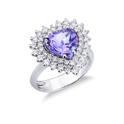 Bague en or blanc 18k avec améthyste