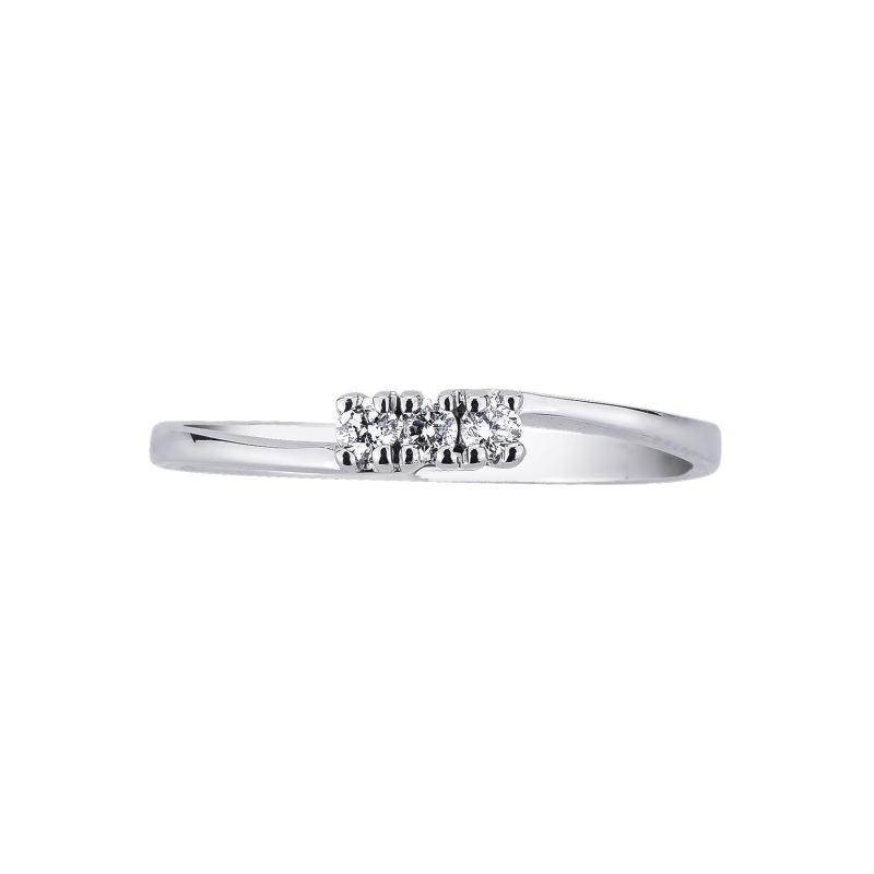 Bague trilogy or blanc 18k avec diamants
